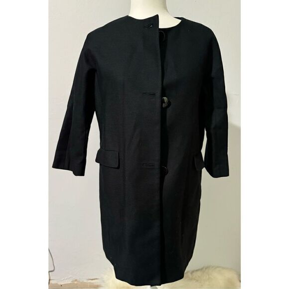 Talbots Jackets & Blazers - Talbots 6P black 3/4 sleeve coat jacket button front
